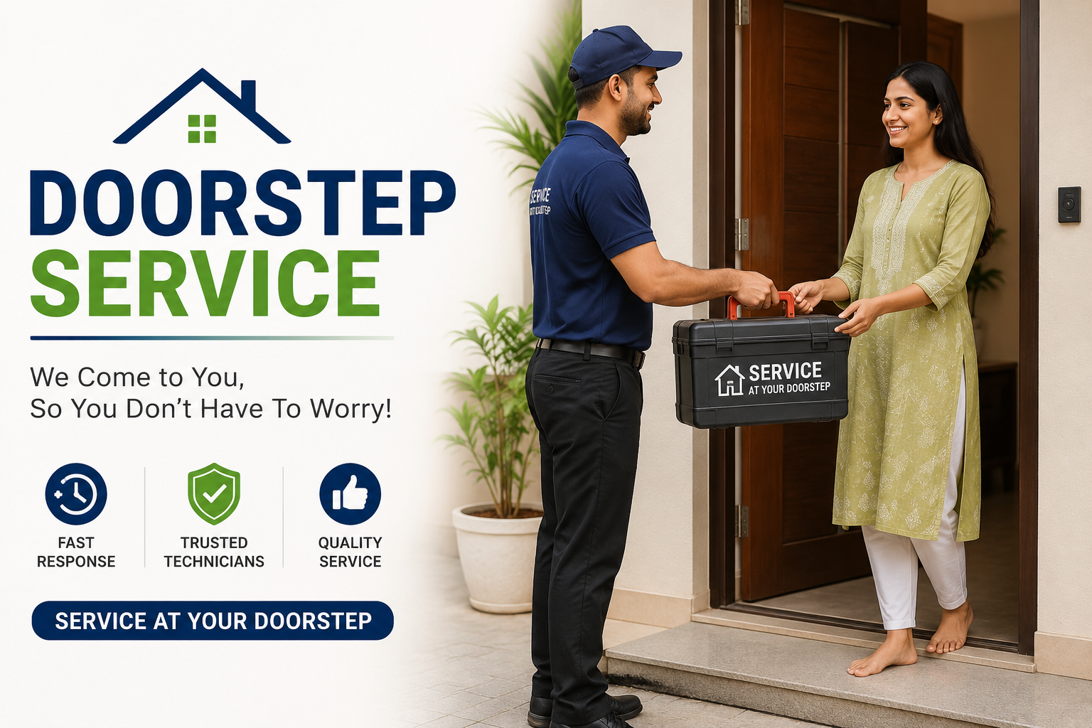Doorstep AC repair service at customer location