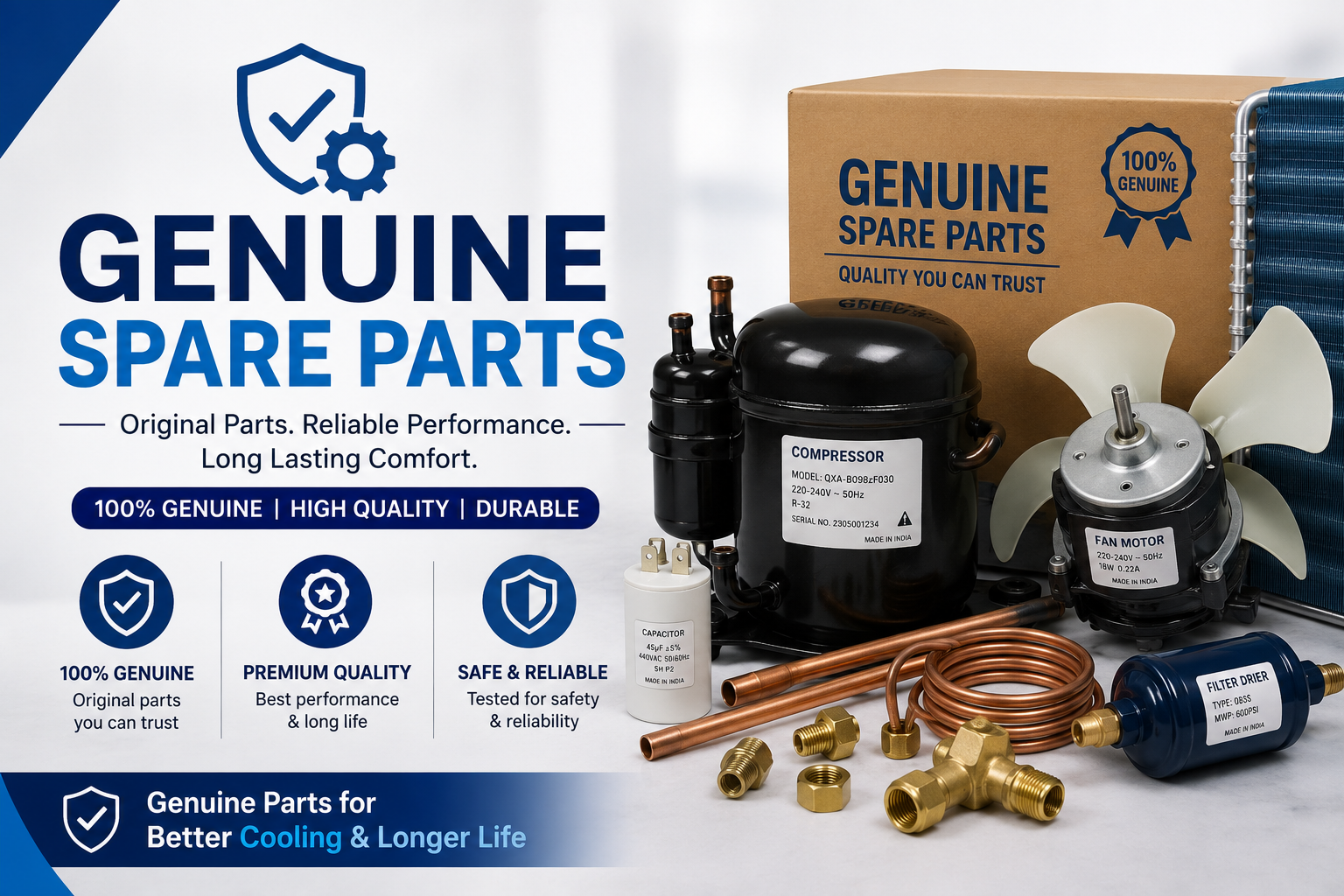 Genuine spare parts used for appliance repair